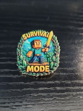 Minecraft Survival Mode Enamel Pin - Green & Blue